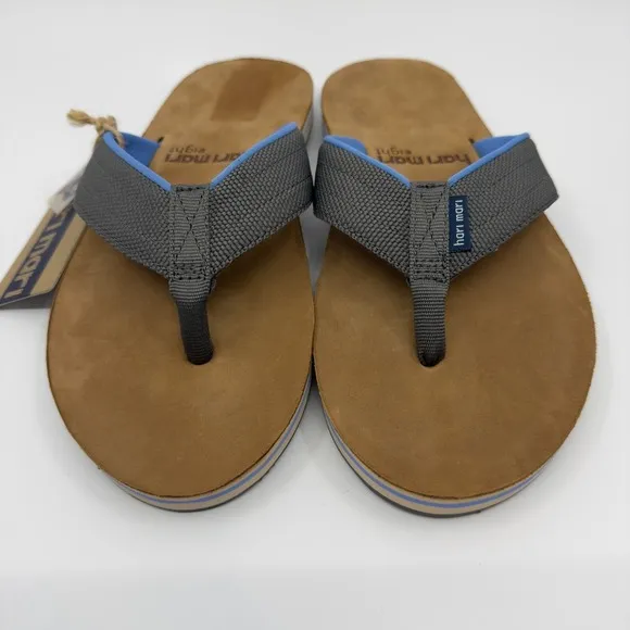 Hari Mari Scouts II Flip Flop Thong Sandals Mens 8 Gray Blue Brown Slip On Shoe