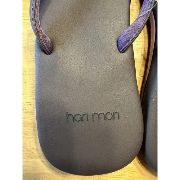 Hari Mari Womans Filp Flops Gray With Purple Trim Sz 7 Thong New