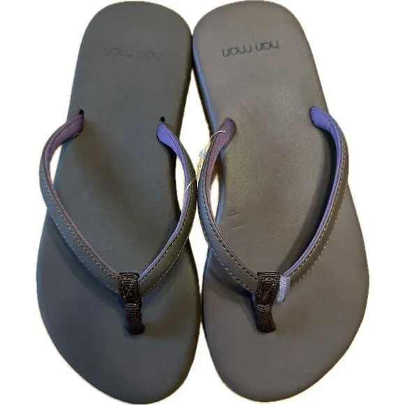 Hari Mari Womans Filp Flops Gray With Purple Trim Sz 7 Thong New