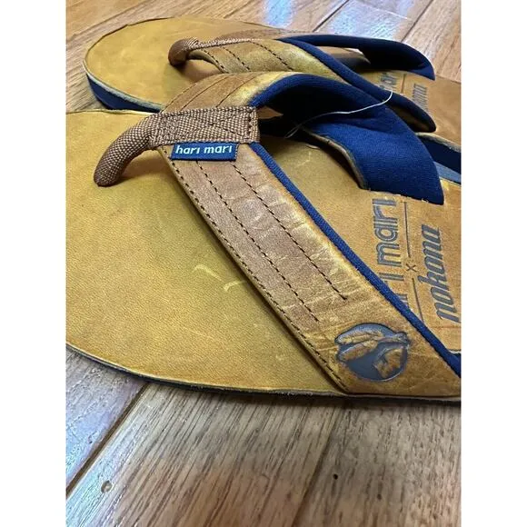 Hari Mari X Nokona Mens Flip Flops American Leather Top Grain Sz 8 New!