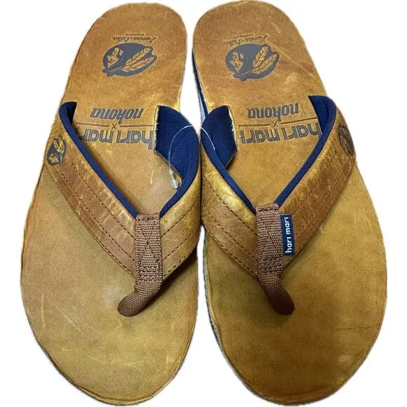 Hari Mari X Nokona Mens Flip Flops American Leather Top Grain Sz 8 New!
