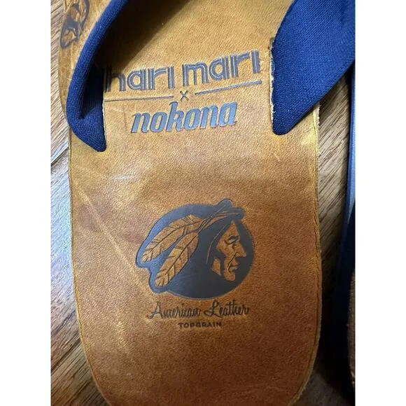 Hari Mari X Nokona Mens Flip Flops American Leather Top Grain Sz 8 New!