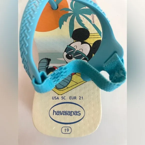 Havaianas Kids' Baby Mickey flip flops‎ sandals with back strap Size 5C