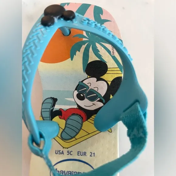 Havaianas Kids' Baby Mickey flip flops‎ sandals with back strap Size 5C