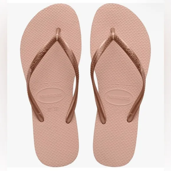 Havaianas NWT Rose Gold Women's Slim Flip Flops