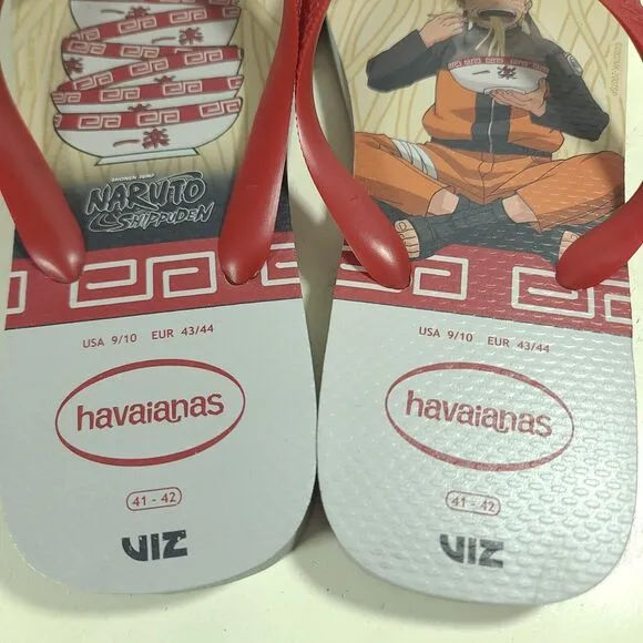 Havaianas Top Naruto Stee Grey Flip Flops Sandals US Sz 9 - 10 EU Sz 43 - 44 EUC