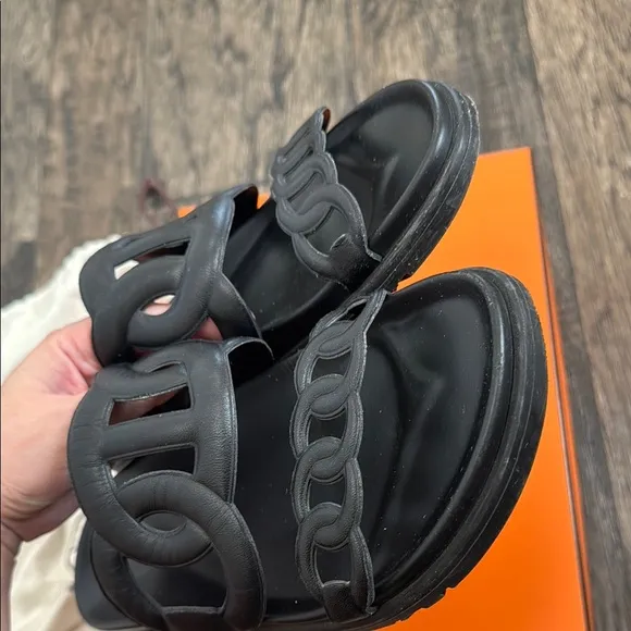 Hermes Extra Black Sandals Luxury Slide Design