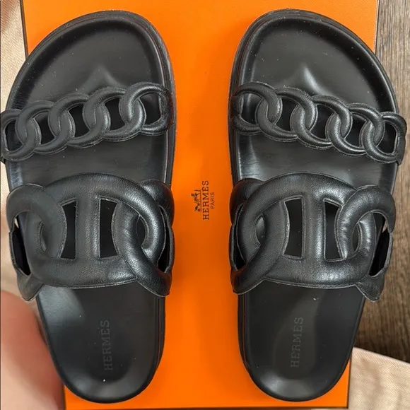 Hermes Extra Black Sandals Luxury Slide Design