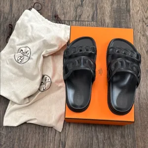 Hermes Extra Black Sandals Luxury Slide Design