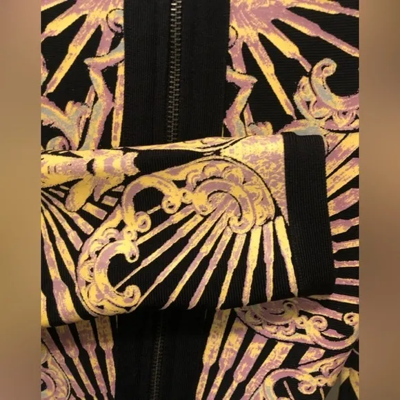 Herve Leger Printed Bodycon Scuba Mini Body Con Dress Sz M Back Zip Sexy
