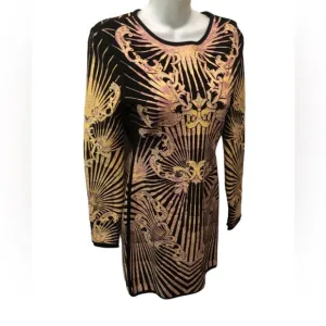 Herve Leger Printed Bodycon Scuba Mini Body Con Dress Sz M Back Zip Sexy