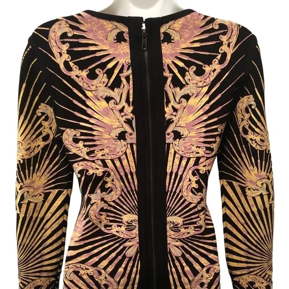 Herve Leger Printed Bodycon Scuba Mini Body Con Dress Sz M Back Zip Sexy