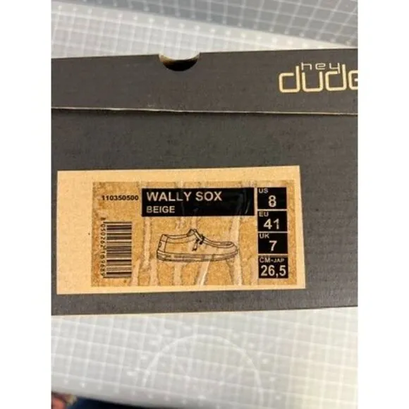 Hey Dude Wally Sox Beige Mens Casual Shoes US 8 EU 41 NEW~~
