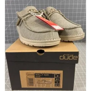 Hey Dude Wally Sox Beige Mens Casual Shoes US 8 EU 41 NEW~~