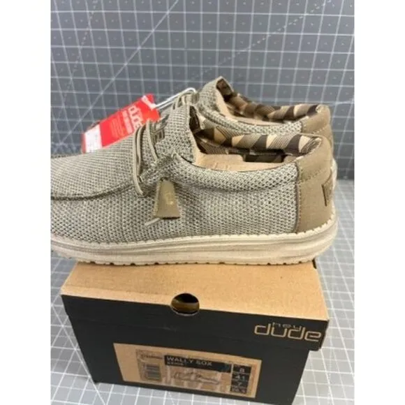 Hey Dude Wally Sox Beige Mens Casual Shoes US 8 EU 41 NEW~~