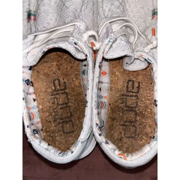 HEYDUDE Women's Wendy Boho White Crochet Slip-On Shoes Size 8