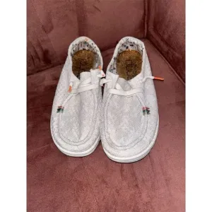 HEYDUDE Women's Wendy Boho White Crochet Slip-On Shoes Size 8