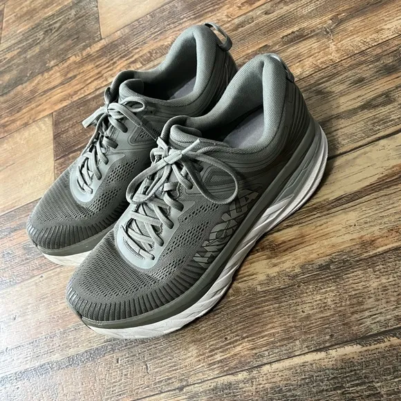 HOKA Men’s Bondi 7 shoes in olive Haze/White size 11.5