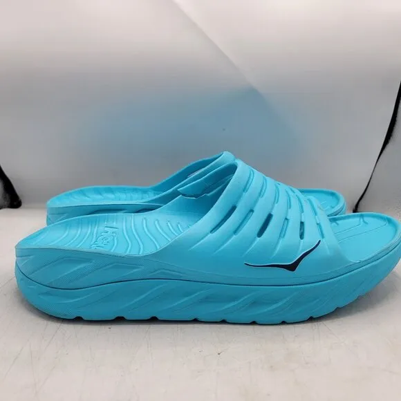 Hoka One One Mens Size 14 Aqua Blue Recovery Slide Sandals Lightweight Cushioned