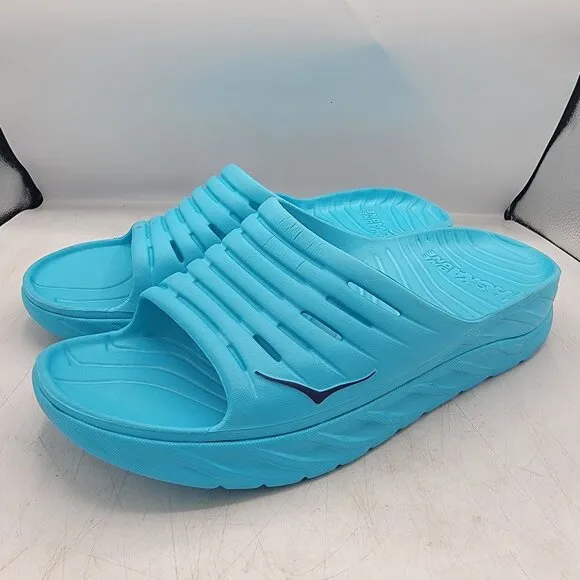 Hoka One One Mens Size 14 Aqua Blue Recovery Slide Sandals Lightweight Cushioned