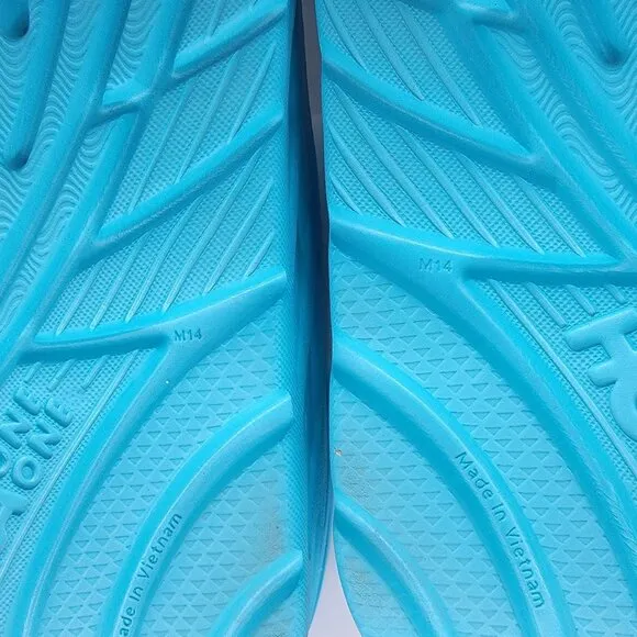 Hoka One One Mens Size 14 Aqua Blue Recovery Slide Sandals Lightweight Cushioned