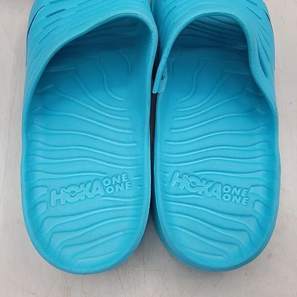 Hoka One One Mens Size 14 Aqua Blue Recovery Slide Sandals Lightweight Cushioned