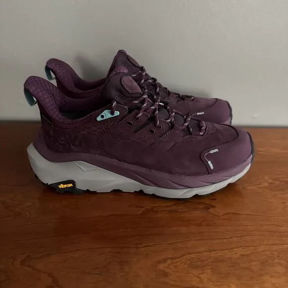 Hoka Shoes Womens 8.5 Grape Wine Kaha 2 Low GTX Waterproof Gortex Vibram Sole