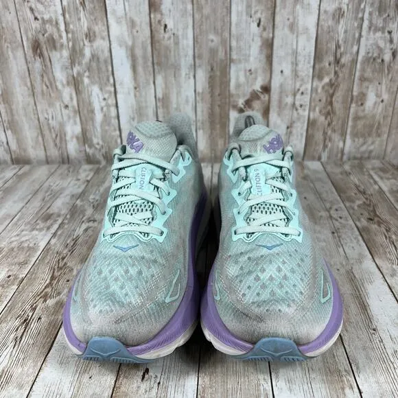 Hoka Women's Clifton 9 Sunlit Ocean / Lilac Mist Lace Up Sneakers‎ Size 9