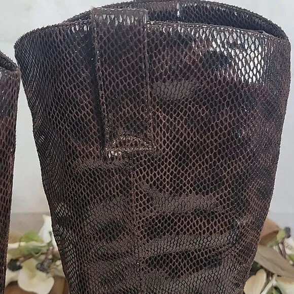 Honey Bee knee high python textured fabric boots Women's Size 8.5