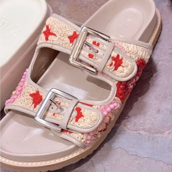 HOST PICK🌷🌹Anthropologie Coral Blue Comfort Sandals-Size 38/7.5