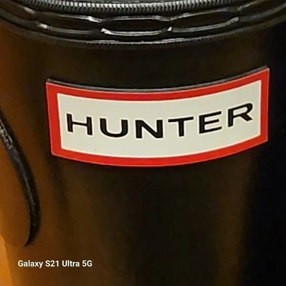 Hunter Black Adjustable Short Gloss Rain Boots Size 9