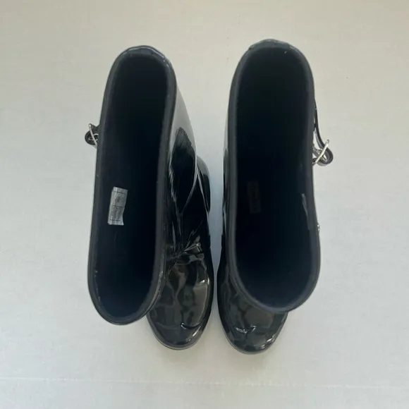 Hunter Black Glossy Tall Women Rain Boots Size 7 EUC