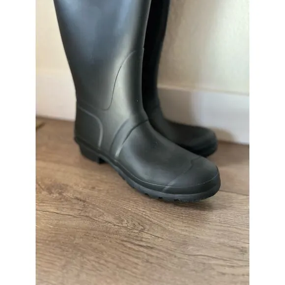 Hunter Black Matte Tall Rubber Boots Size 9