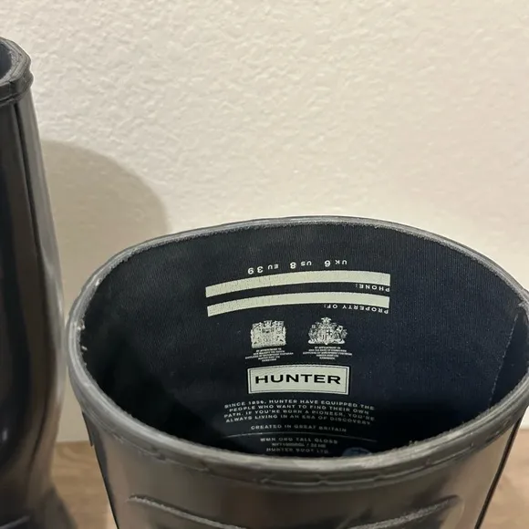 Hunter Black Patent Tall Rain Boots