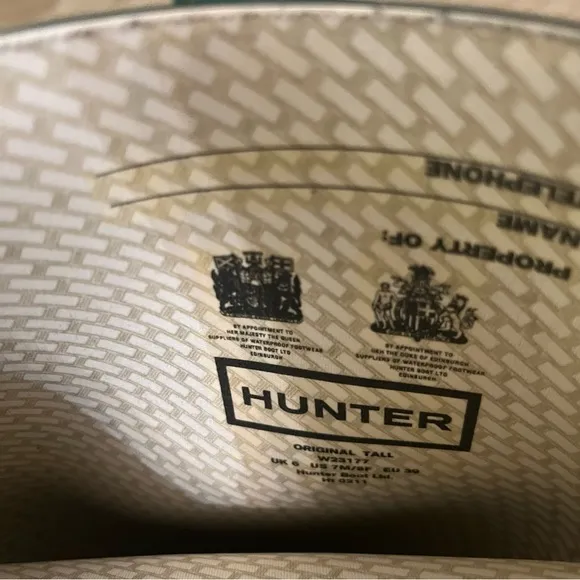 Hunter Green Rain Boots Size 7
