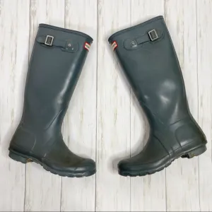 Hunter ORG Gray Tall Gloss Waterproof Rain Boots