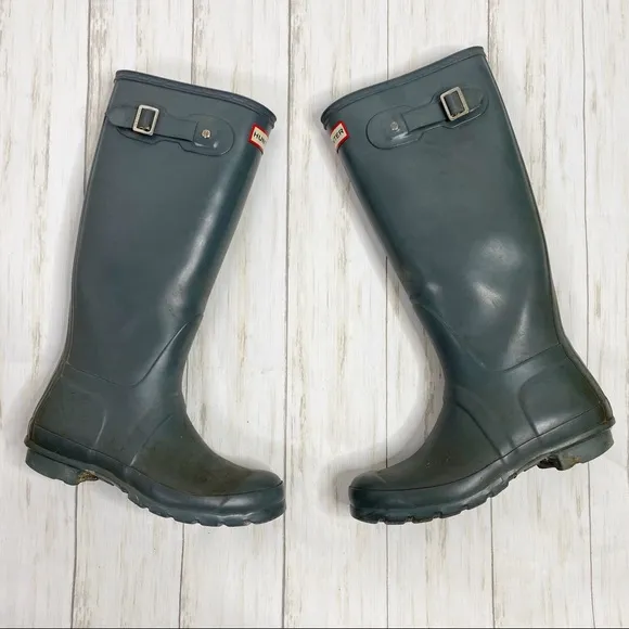 Hunter ORG Gray Tall Gloss Waterproof Rain Boots