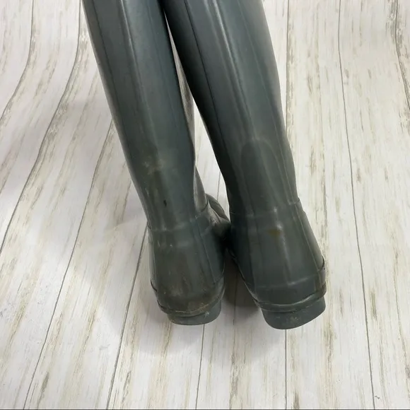 Hunter ORG Gray Tall Gloss Waterproof Rain Boots