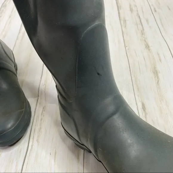 Hunter ORG Gray Tall Gloss Waterproof Rain Boots