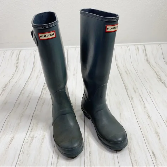 Hunter ORG Gray Tall Gloss Waterproof Rain Boots