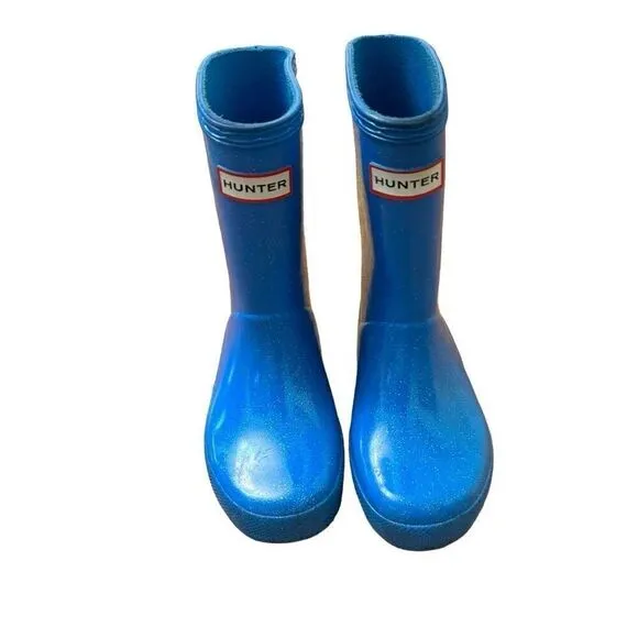 Hunter Original First Classic Starcloud Short Rain Boots Blue Size US 10 Kids