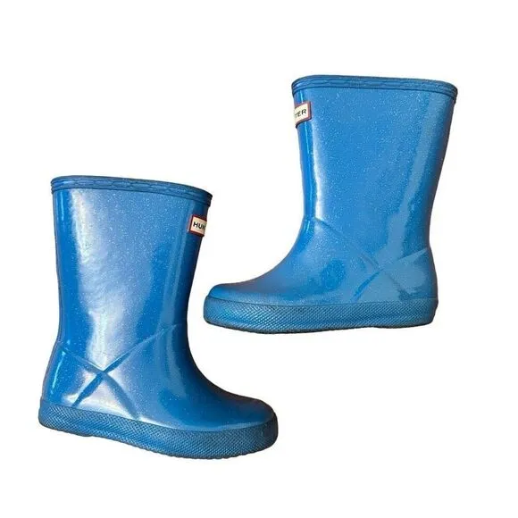 Hunter Original First Classic Starcloud Short Rain Boots Blue Size US 10 Kids