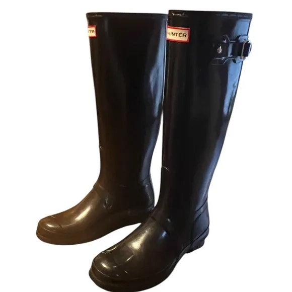 HUNTER Original Gloss Tall black rain boots EU 39