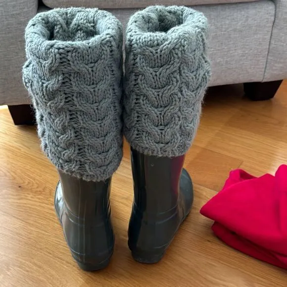 Hunter Original Gloss Tall Rain Boots Luna Gray with liners size 7