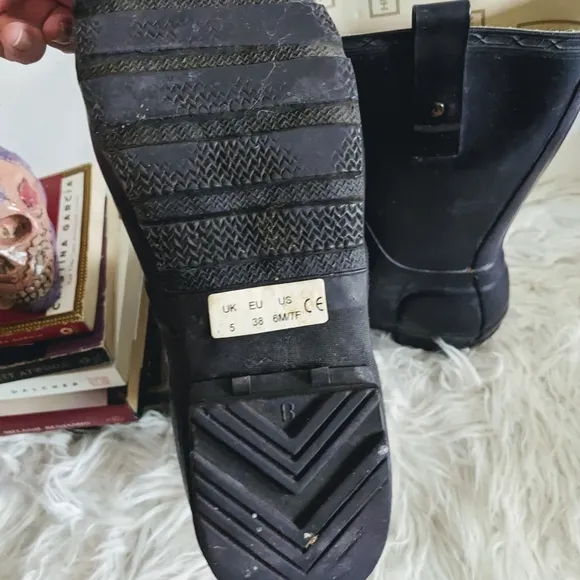 HUNTER Original Short Waterproof Wellington Rain Boots Aubergine Navy W23615 7