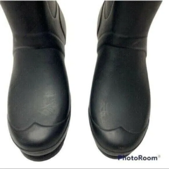Hunter Original Slim Textured Black Tall Rain Boots w/ Side Zipper Sz 7