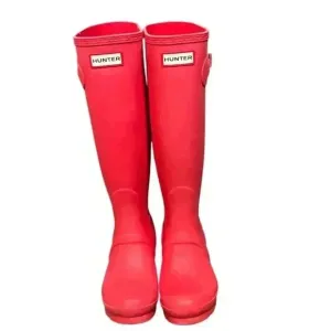 Hunter Original Stripe Tall Matte Coral/Pink Rubber Rain Boots Women's Size 6