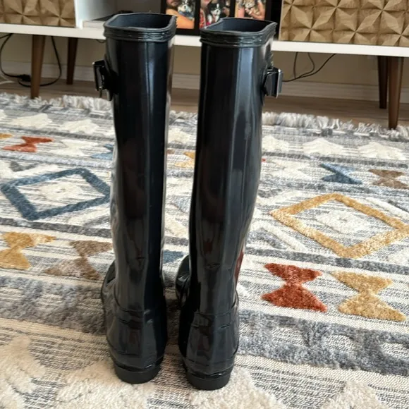 HUNTER Original Tall Gloss Rain Boots In Dark Slate