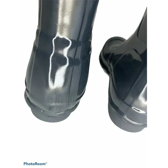 Hunter Original Tall Gloss Rain Boots Navy 5 NEW