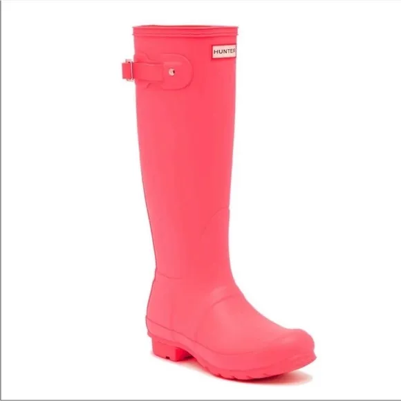 Hunter Original Tall Rain Boots Hyper Pink Size:9  Perfect w/Lilly Pulitzer